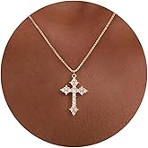 DCNCLADY Cross Necklace for Women - 14K Gold Plated/Silver Dainty Box Chain with Diamond Cross Necklace Jewelry Gift for Her
