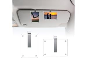 1797 2 Pack Car Sun Visor Photo Holders Picture Frame Clip Magnetic Acrylic Display Horizontal Vertical fit Wallet Size Photos 3.5 x 2.4 inch