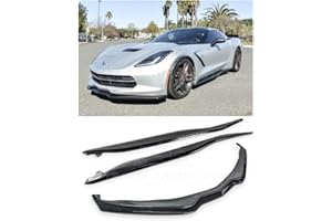 EXTREME ONLINE STORE Replacement for 2014-2019 Chevrolet Corvette C7 | Z06 Performance Style ABS Plastic Painted Carbon Flash Metallic Stage 2 Front Bumper Lower Lip Splitter & Side Skirts Panel