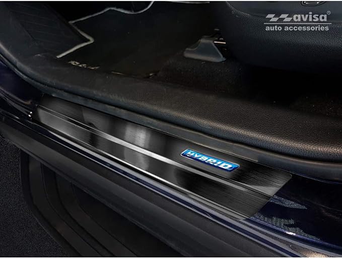 Avisa 2 23013 Black INOX Door Sill Protectors Toyota RAV4 5th Gen 2018 Hybrid 4 Pieces 