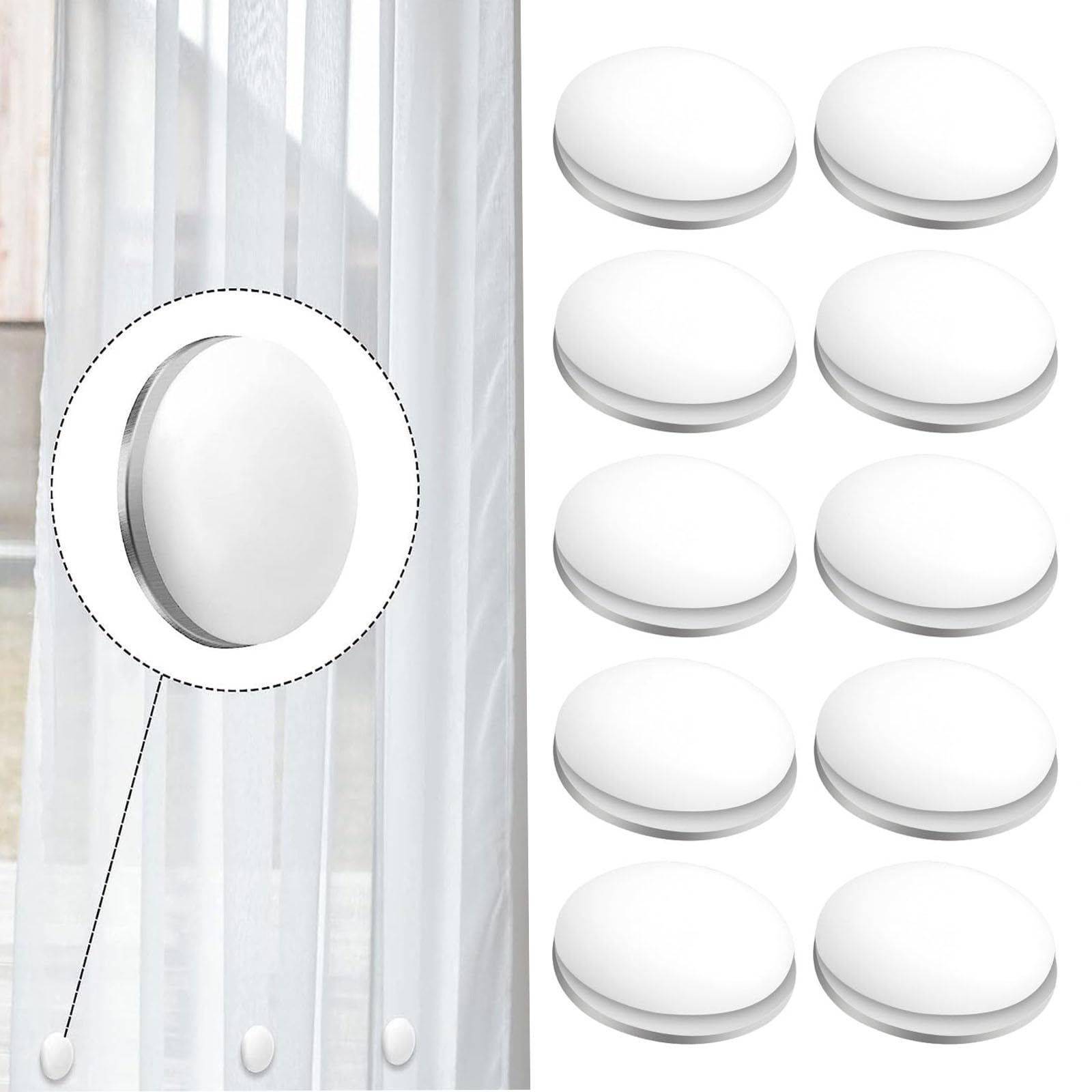Magnetic Shower Curtain Weights, 10 Pcs Heavy Duty Magnetic Curtain Weights, Waterproof, Multipurpose (White)