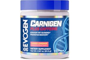 Evogen Carnigen Plus Caffeine - Premium Carnitine Powder | Supports Fat Metabolism & Promotes Recovery | L-Carnitine Matrix | Mango Lemonade | 50 Servings