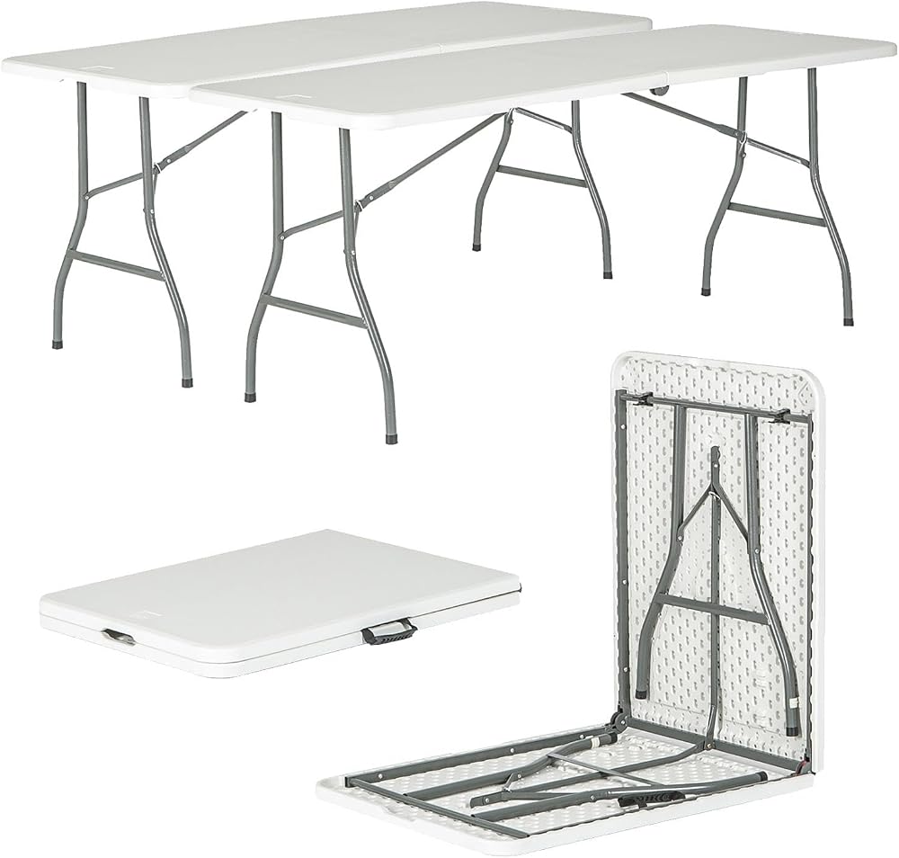 Harbour Housewares Rectangle Folding Trestle Tables 180cm White Pack of 2