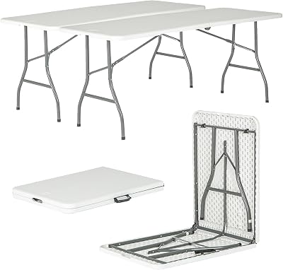 Harbour Housewares Rectangle Folding Trestle Tables 180cm White Pack of 2
