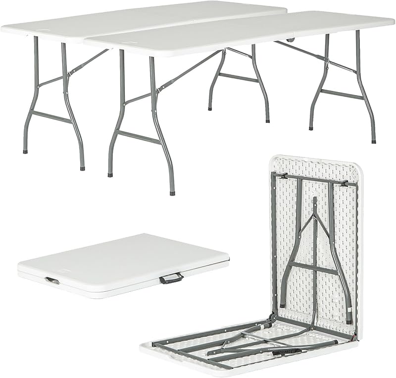 Harbour Housewares Rectangle Folding Trestle Tables 180cm White Pack of 2