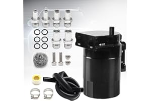 Htostar Racing Thick Shell Baffled Oil Catch Can Coolant Fuel Catch Can Reservoir Kit - Black