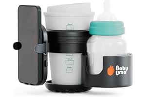 Baby Uma 3-in-1 Cup Holder Phone Holder - Universal Stroller Cup Holder Attachment with 360° Phone Mount, Stanley Cupholder for Stroller, Stroller Accessories