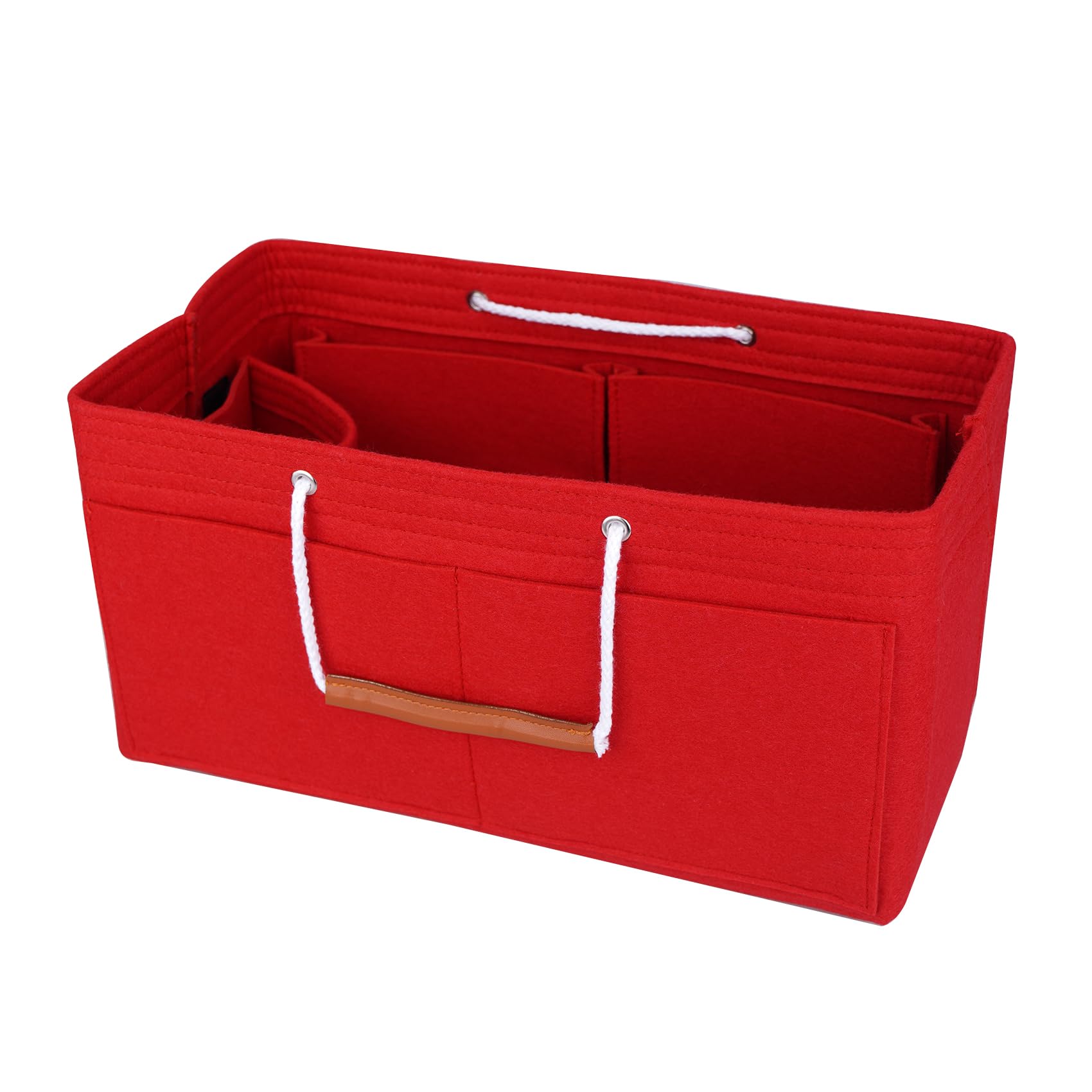 NOTAG Felt Handbag Organiser, Multi-Pocekt Bag Organiser Insert Tote Organiser with Double Handles (L, Red)