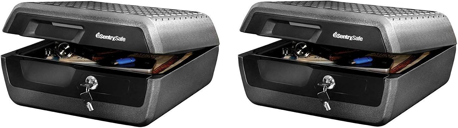 SentrySafe CHW30220 Fireproof Box and Waterproof Box with Key Lock 0.36 Cubic Feet (Pack of 2)