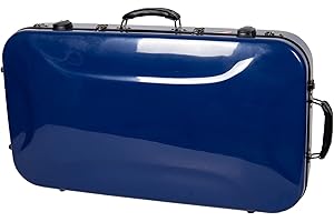 Crossrock Fiberglass Double Violin & Viola Case- Accommodates 1 violin and 15~16.5" viola- Includes TSA lock, Protective Blanket, Hygrometer, Removable Shoulder Straps- Navy Blue(CRF2020DVLNVBL)