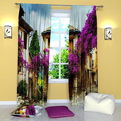 Factory4meEuropean Style Curtains Quiet Street. Window Treatment Curtain Panel (Set of 2) Bedroom, Living Room W84 x L84 Polyester