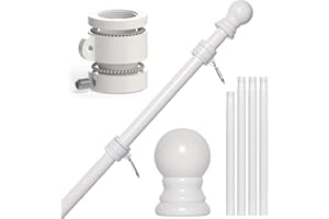 NELXINJO 5 FT Flagpole for House, Residential and Commercial Flag Pole kit with 2 No-Tangle Ball Bearing Rings. (Flagpole Without Bracket)