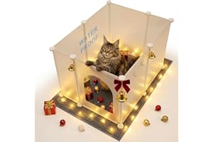 FANPBOW Large Cat Litter Box Cover Enclosure with Waterproof Splash Guard, Litter Mat(L33×W23), Row-Hook, DIY Shield, Safe Material,Easy Install&Clean,Privacy Screen for Most Litter Boxes,27'×21'×17',no light