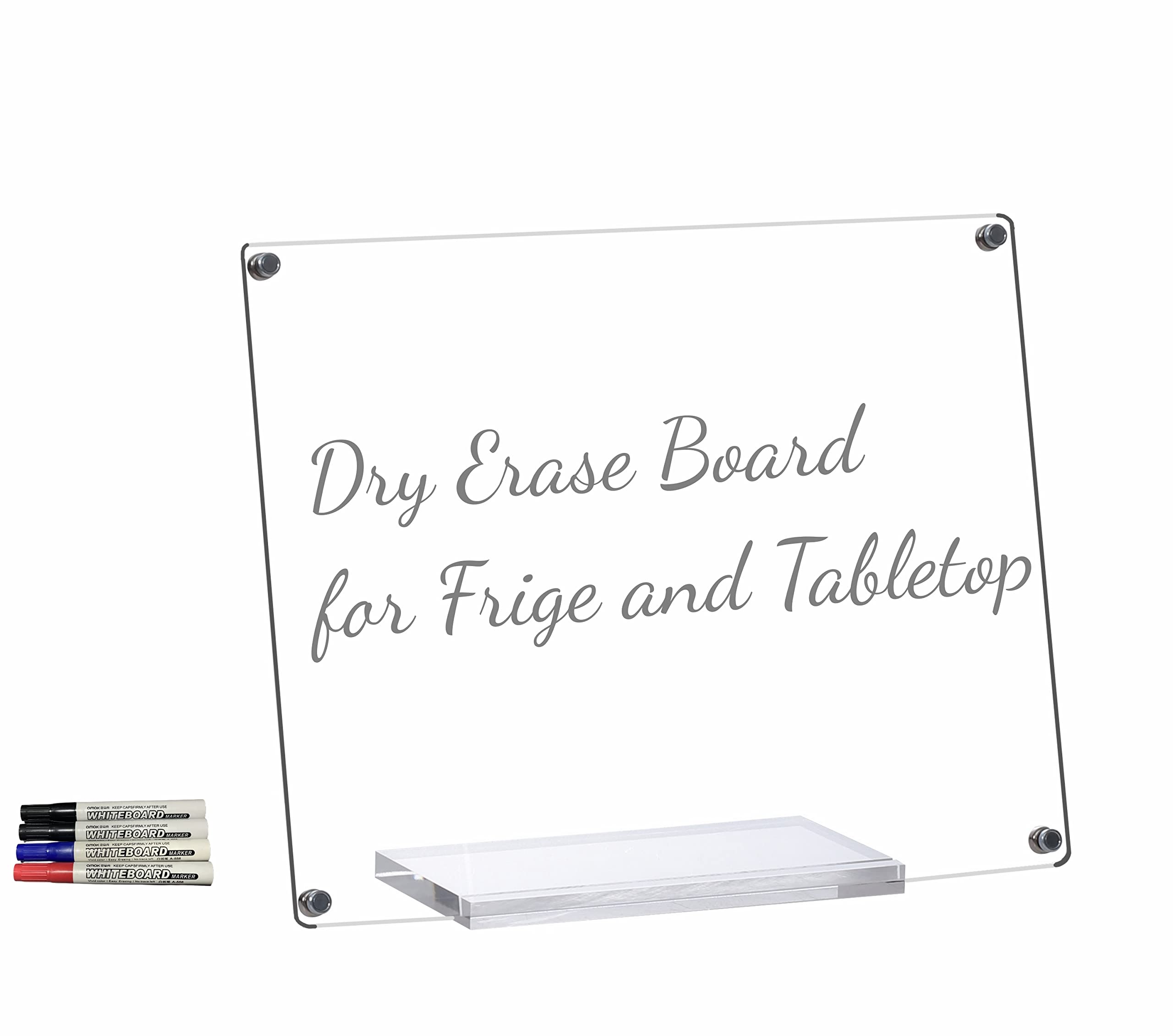 Photo 1 of IEEK Magnetic Dry Erase Board for Fridge and Desk,Small Acrylic Desktop Write-Board with Stand 11x14 inch to Do List Dry-Erase Notepad Whiteboard with 4 Dry Erase Markers for Office,Home,School