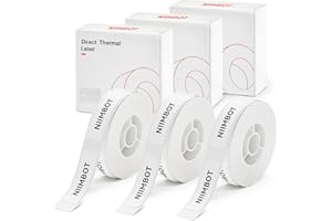 NIIMBOT Label Tape of Model D11/D110/D101 Printer, (3 Rolls, 0.47"×1.57"/12×40mm) Adapted Label Printing Paper, Office & Home Labeling Tape Replacement (White)
