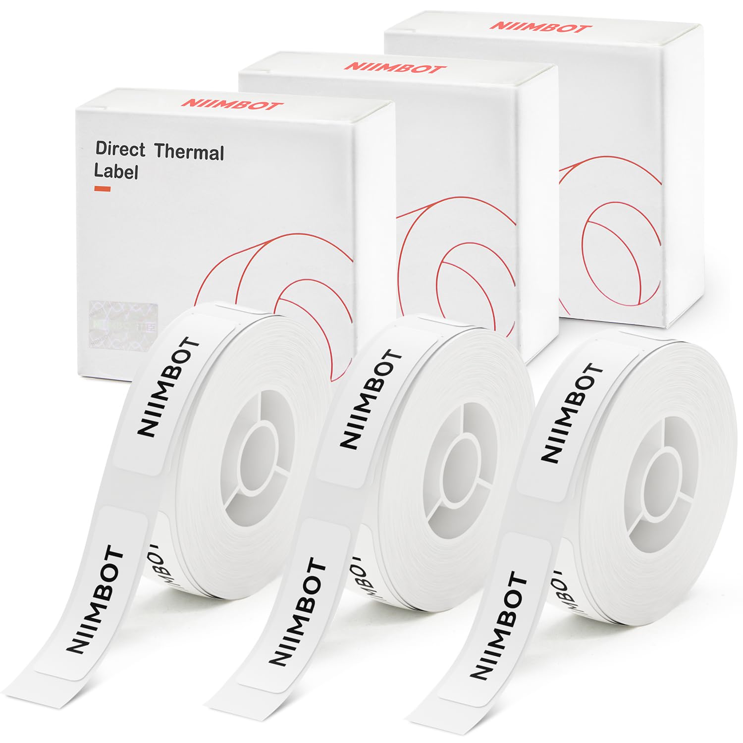 NIIMBOT Label Tape of Model D11/D110/D101 Printer, (3 Rolls, 0.47"×1.57"/12×40mm) Adapted Label Printing Paper, Office & Home Labeling Tape Replacement (White) — image 1