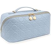 JINYIBAGS Travel Makeup Bag – Large Cosmetic Organizer with Waterproof PU Leather, Smooth Double Zipper & Tear-Resistant Lining, Toiletry Pouch for Women (Ice)