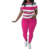 HBQ Women 2 Piece Outfits Summer Sweatsuits Slim Fit Track Suits Biker Short Workout Jogger Sets