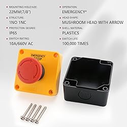 Baomain Red Sign Emergency Stop Switch, 660V