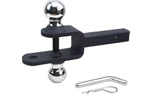 REDTEE ATV/UTV Trailer Hitch - Dual Hitch Balls (1-7/8" & 2"), Fits 1 1/4-Inch Receiver, Includes Pin & Clip, 5/8-Inch Clevis Pin Compatible, Matte Black Powder Coat Finish