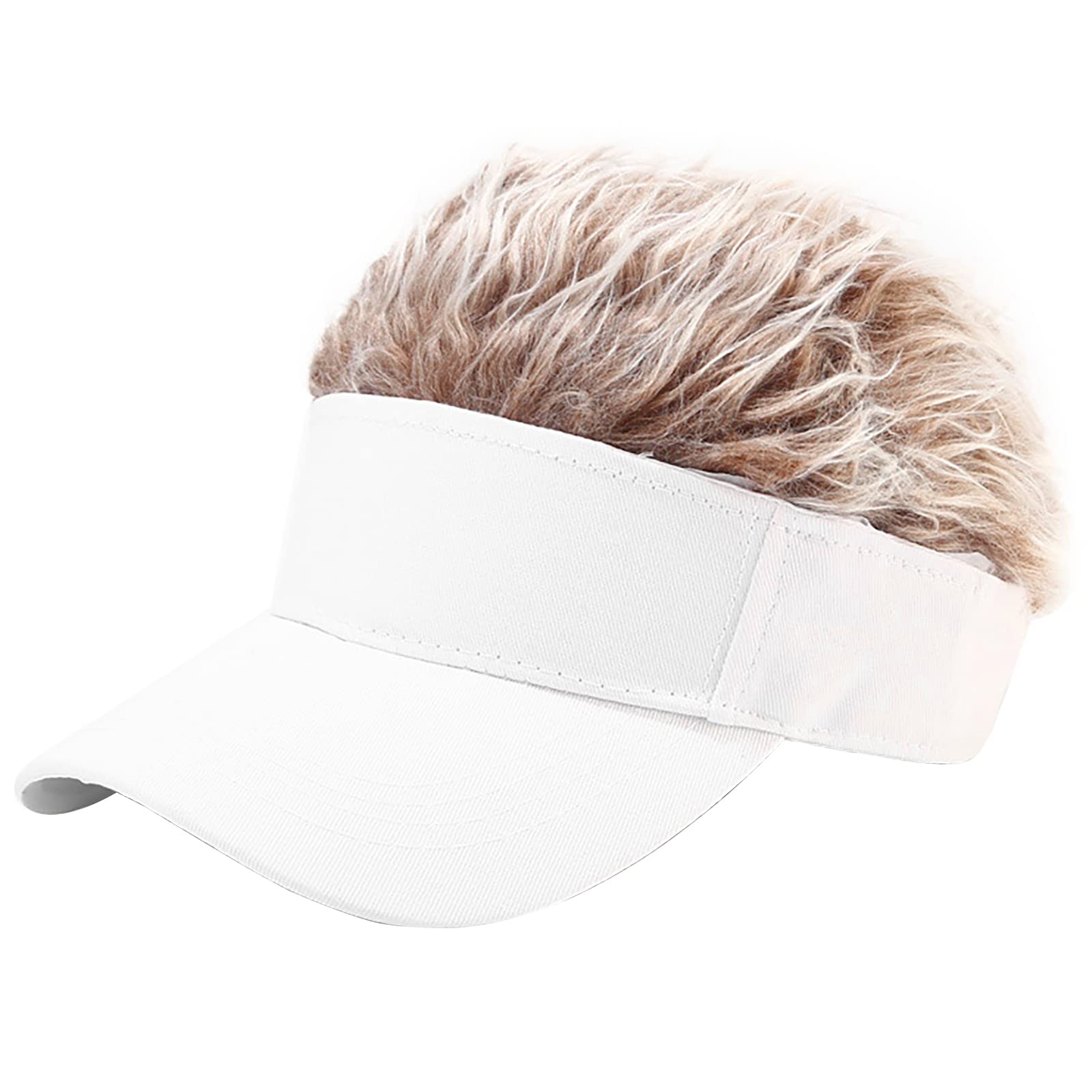 Unisex White Sun Visors Hat with Brown Fake Spiked