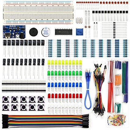 REXQualis Electronics Component Fun Kit w/Power Supply Module, Jumper Wire, 830 tie-Points Breadboard, Precision Potentiometer,Resistor for Arduino, Raspberry Pi, STM32