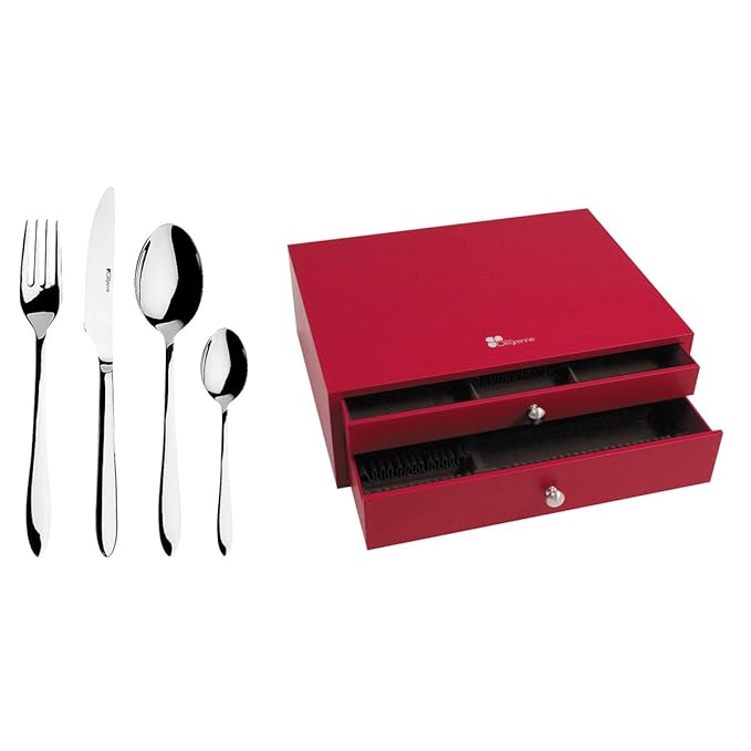 Guy Degrenne Norway - Cubertería con estuche, 75 piezas, color rojo