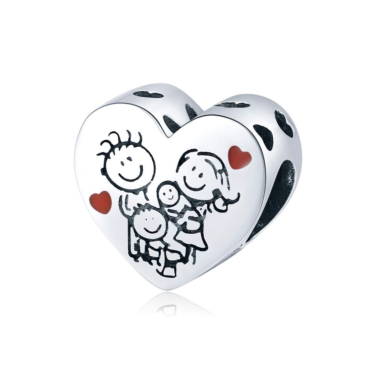 Lorrifal 925 Sterling Silver Love Mom Heart Charm Beads for Women Pandora Bracelets Jewelry Daughter to Mama Gifts on Mother'S Day