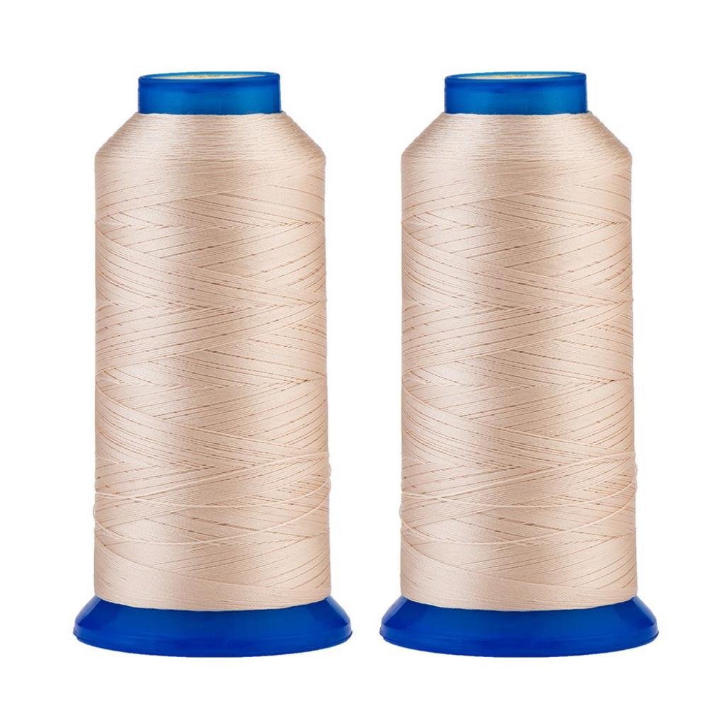 Selric [3000Yards/Beige Pack of 2 UV resistant High Strength Polyester Thread #69 T70 Size 210D/3 for Upholstery, Outdoor Market, Drapery, Beading, Purses, Leather (Beige)