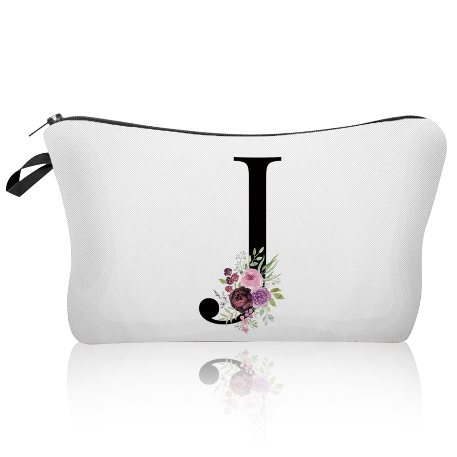 Personalized Alphabet Flower Print Cosmetic Bag,Waterproof Cosmetic Bag,Travel Makeup Bag,Printed Storage Bag,Bride Bridesmaid Cosmetic Pouch Gifts for Women Girls,Mum,Sisters