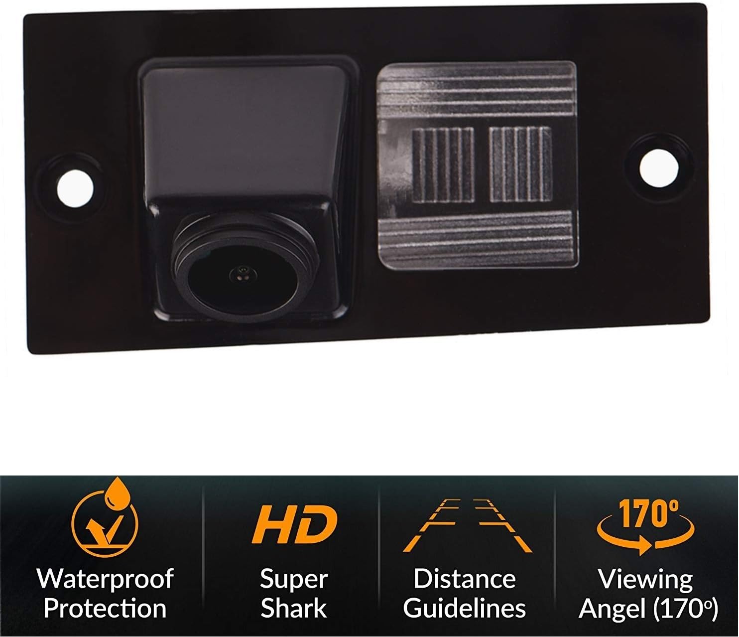 PARTX Backup Camera Rearview License Plate Mount - Waterproof Wired For PIONEER Car Radio