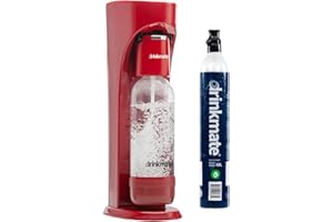 Drinkmate OmniFizz Sparkling Water and Soda Maker, Carbonates Any Drink, with 60L CO2 Cylinder (Royal Red)