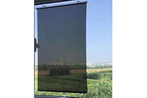 WAKAUTO Blackout Blind Curtains with Suction Cups for Windows No Drill Cordless Temporary Portable Roller Shades UV Protection PVC Window Shades for Home,Office,Bedroom,Door,Blackout (23''W x49''H, Black)