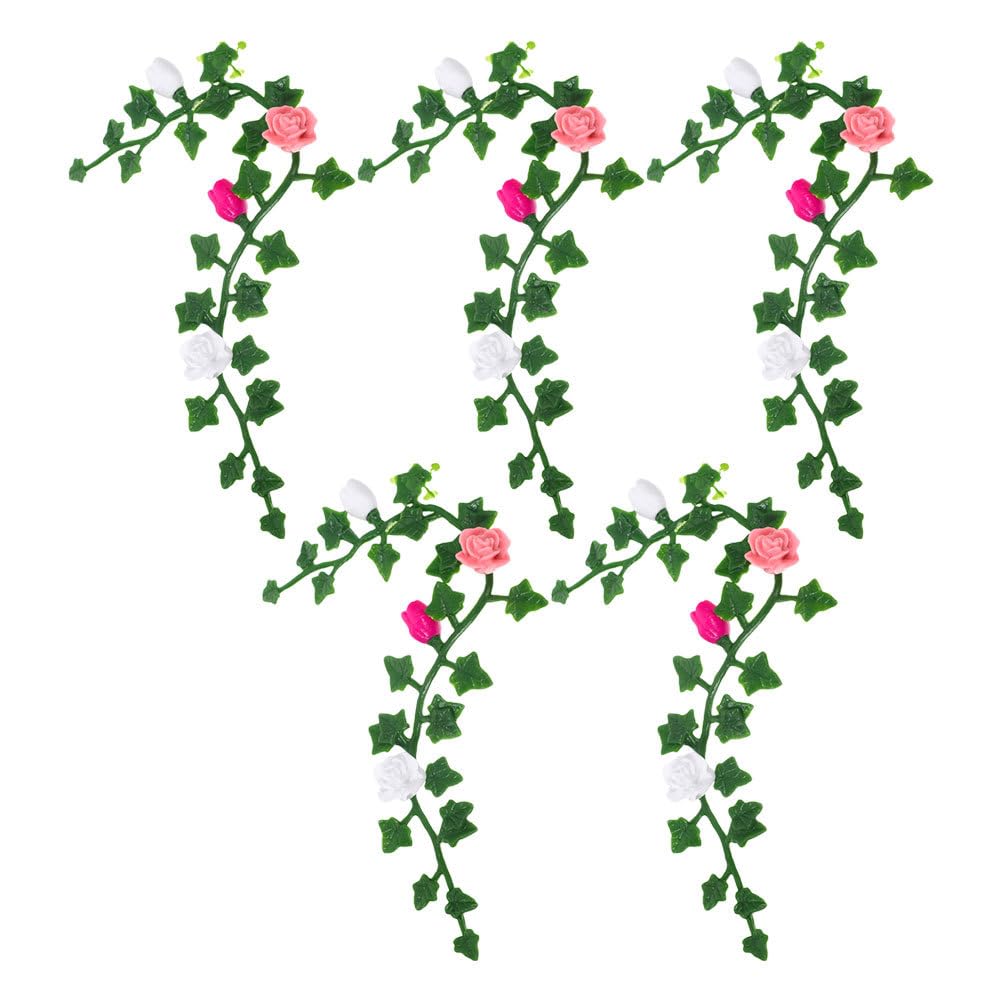 HEMOTON Mini Garden Model 5Pcs Dollhouse Accessories Floral Vine Micro Landscape Decoration for 1/12 Scale Dolls House