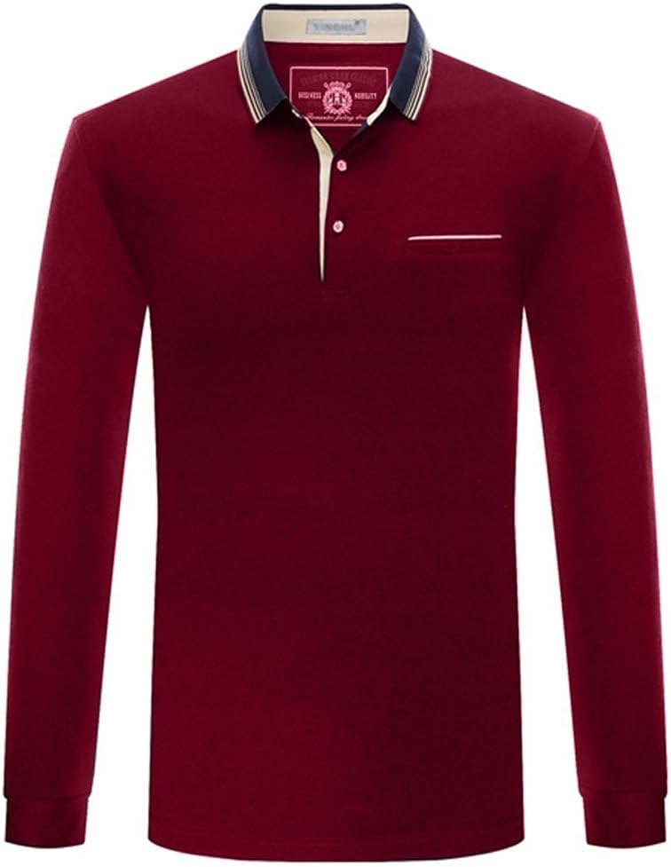 Men's Business Polo Shirt Long Short Sleeve Collared Solid Color T-Shirt