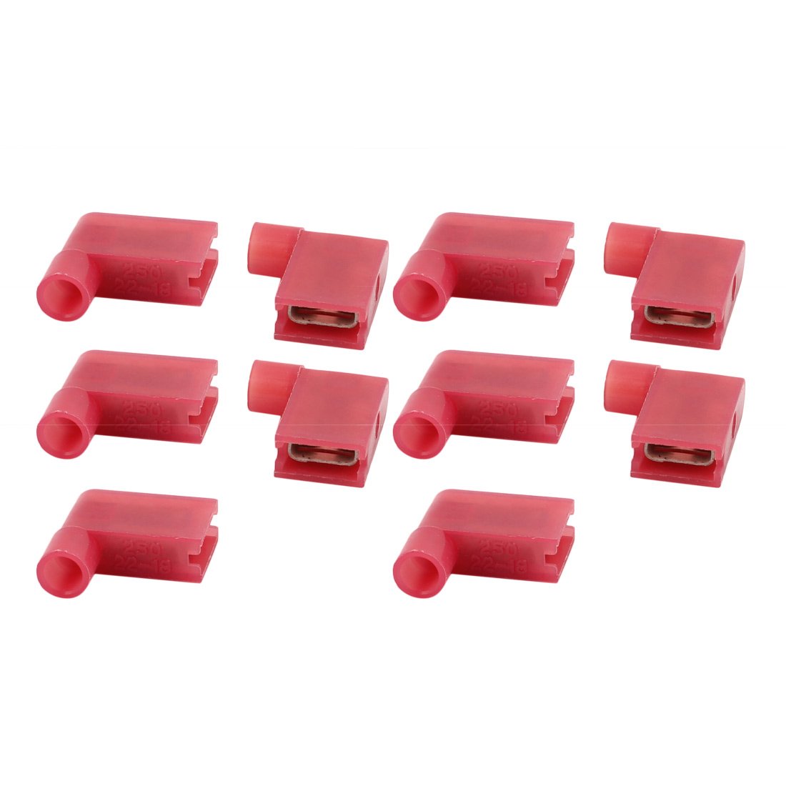 Sourcingmap 10Pcs Flag Crimp Terminals Female Nylon Fully Insulated Wire Connectors Red