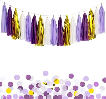 Amazon Co Jp Ansomo パープルティッシュペーパータッセルガーランドパーティーバナー 個 パープル ラベンダー ホワイト ゴールド ホーム キッチン
