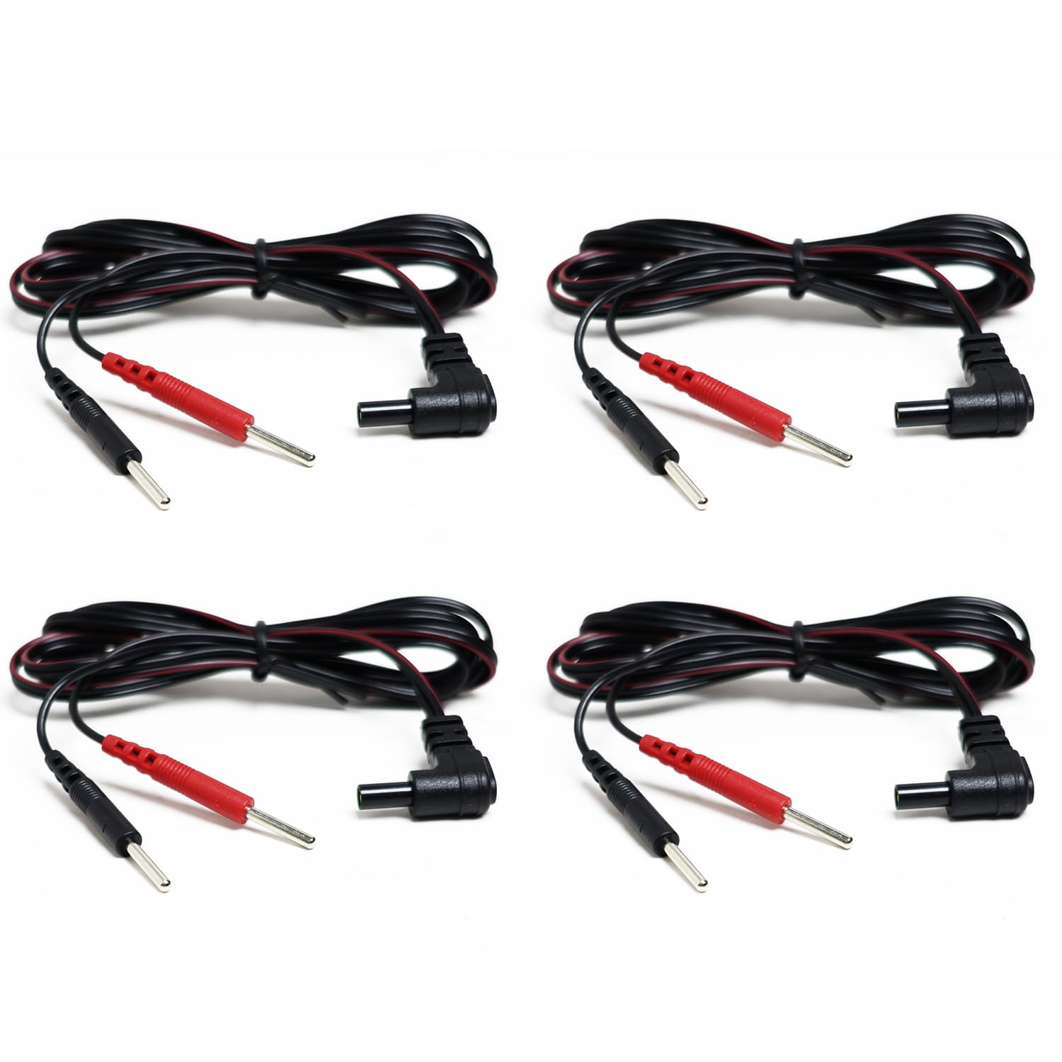4Pack Lead Wires for TENS, Flexible 2.35mm Electrode Cables with 2mm Pin Connectors Compatible with TENS Electronic Therapy Machines