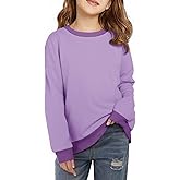 Haloumoning Girls Crewneck Sweatshirts Kids Casual Long Sleeve Loose Tops Fall Comfy Lightweight Pullovers 5-14 Years