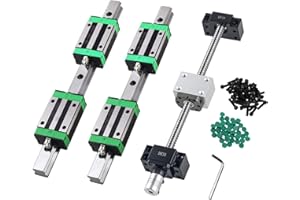 ANWOKIT 2Pcs HGR15-400MM Linear Rails kit with 4 Bearing Block,1Pcs SFU1204-400MM Ball Screw with Metal Deflector Ball Screw Nut, BF10/BK10 kit, Nut Housing, Coupling for 3D Printer and CNC Machine