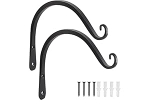 Gtongoko 2 Pack 8 Inch Plant Hangers Outdoor Metal, Plant Hooks for Wall Indoor, Outdoor Hooks for Hanging Bird Feeders, Plant Bracket, Lanterns, Wind Chinme, Black