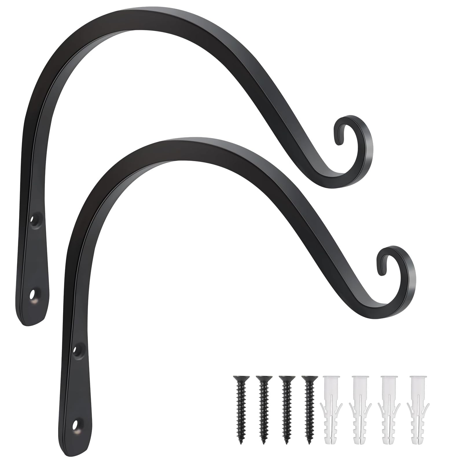 Photo 1 of Gtongoko 2 Pack 8 Inch Plant Hangers Outdoor Metal, Plant Hooks for Wall Indoor, Outdoor Hooks for Hanging Bird Feeders, Plant Bracket, Lanterns, Wind Chinme, Black