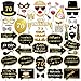 70th Birthday Party Photo Booth Props with Stick (50Counts) for Her Him Funny Chic 70th Birthday Black and Gold Decorations, Konsait 70 Happy Birthday Party Favors Supplies for Adults Men and Women