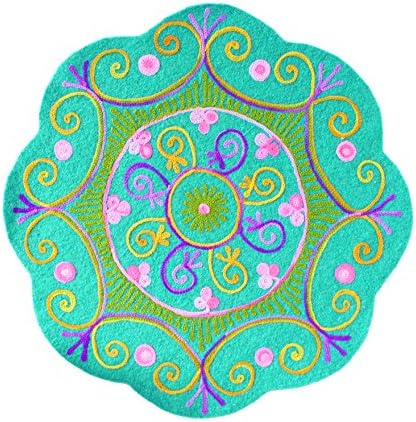 Luncheon mat felt Flower turquoise ƒÓ31 63907105