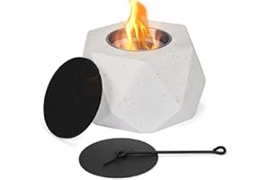 DEERFAMY Tabletop Fireplace, Small Ethanol S’Mores Make Firepit, Portable Indoor Outdoor Table Top Fireplace, Long Burning Mini Fire Pit Bowl Smokeless for Housewarming Gift