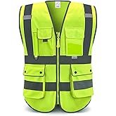 XIAKE Reflective Safety Vest for Men & Women High Visibility Class 2 Vest with Pockets Meets ANSI Standards