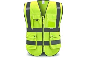 XIAKE Reflective Safety Vest for Men & Women High Visibility Class 2 Vest with Pockets Meets ANSI Standards