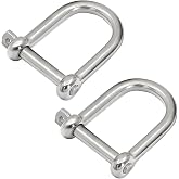 MEMUME Stainless Steel 316 Wide D Shackle 1/4" 5/16" 3/8" 1/2 inch (4 Size) Marine Grade Anchor Shackle for Boat, Chain
