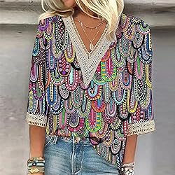 Three Quarter Blouses for Women Summer Tops Trendy