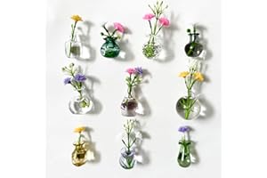 Cute Mini Vase Magnets for Fridge, Tiny Magnetic Glass Vases Refrigerator Accessories, Pot Magnet Real Flowers, Funny Aesthet